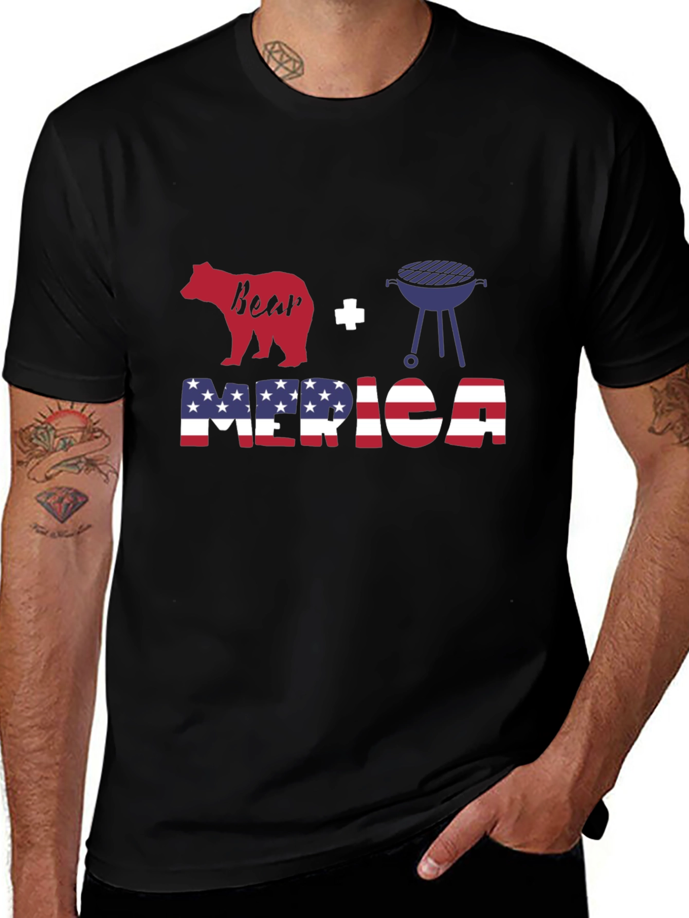 Bear BBQ Merica Graphic T-Shirt