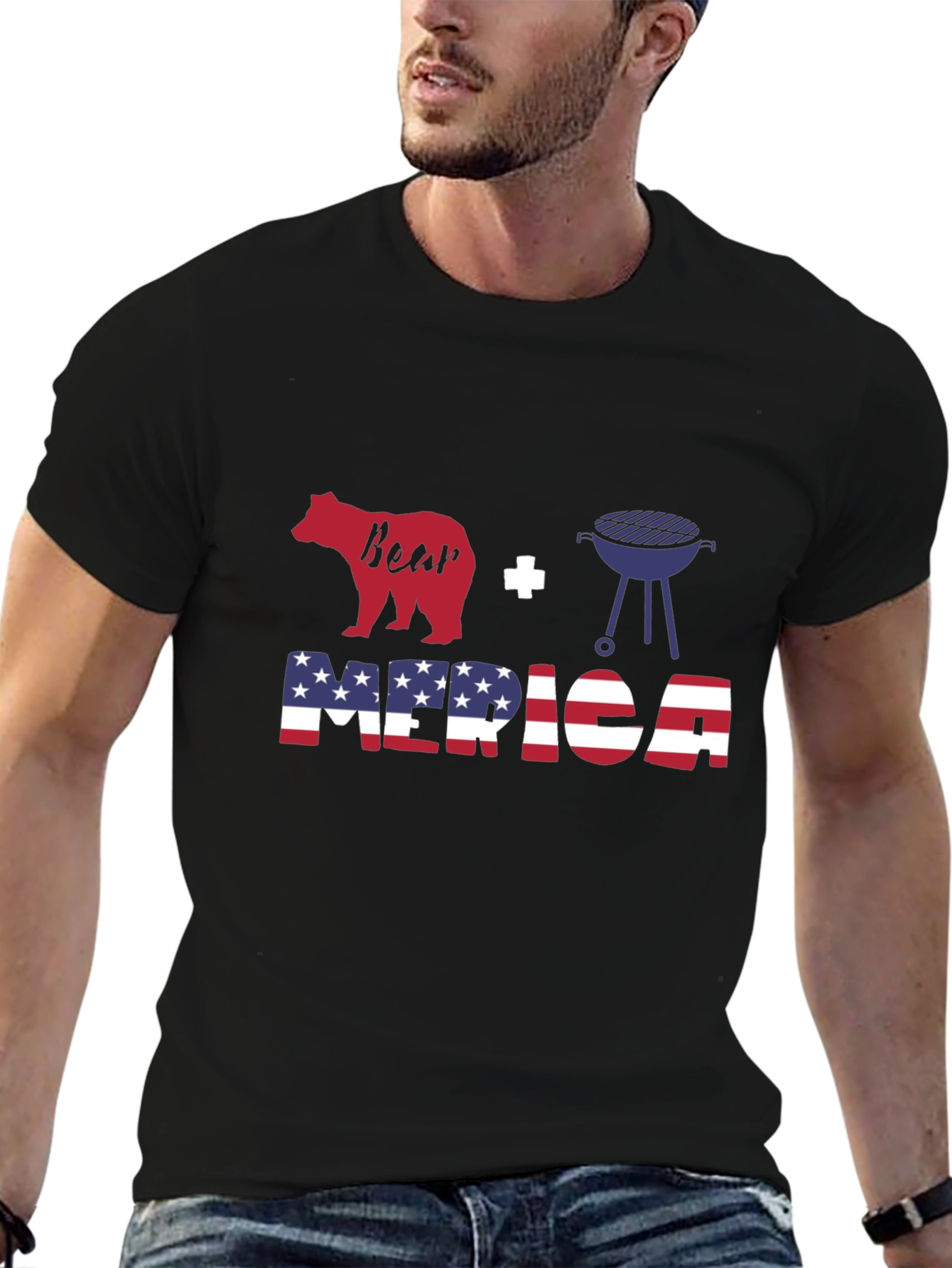 Bear BBQ Merica Graphic T-Shirt