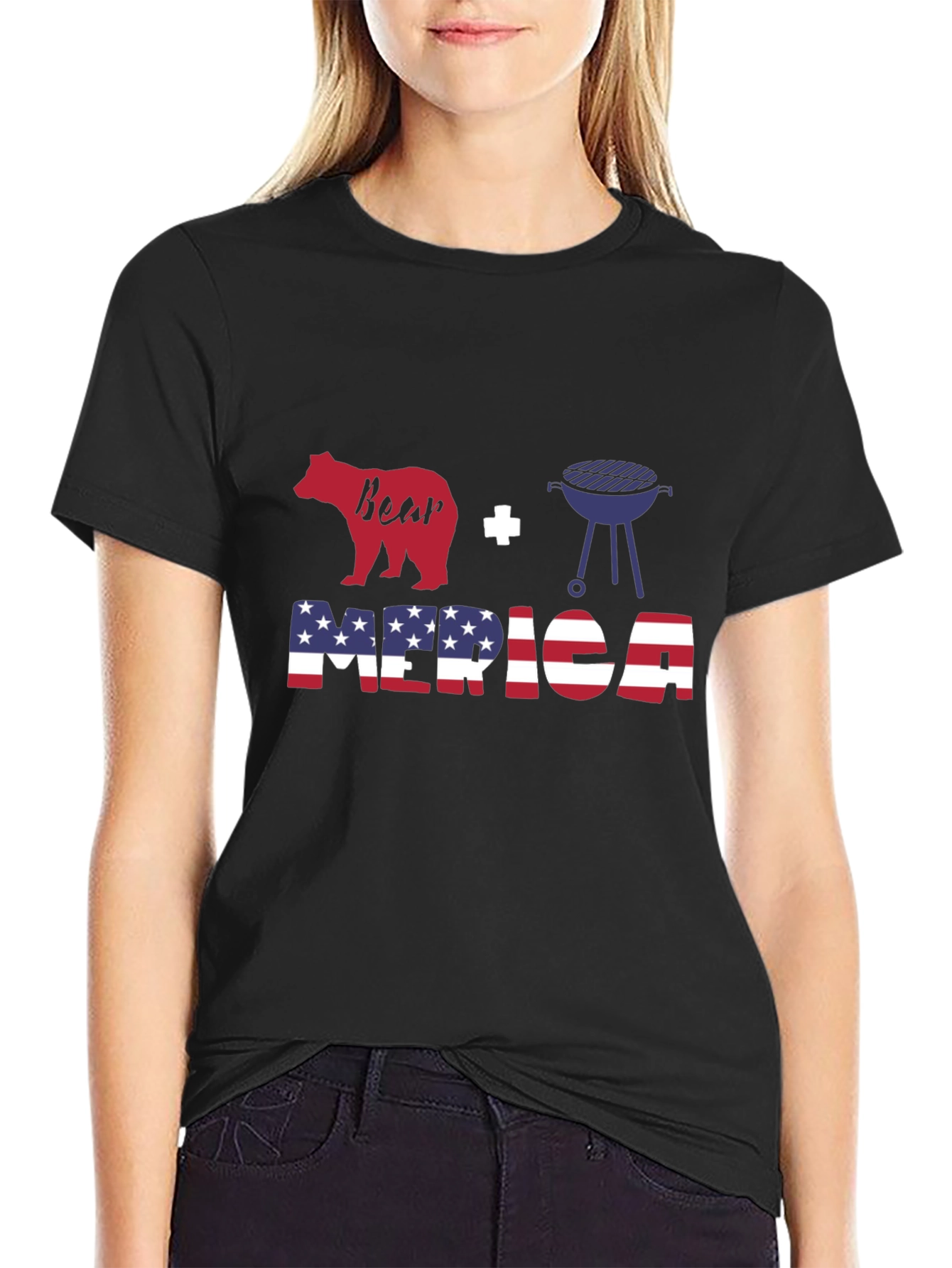Bear BBQ Merica Graphic T-Shirt