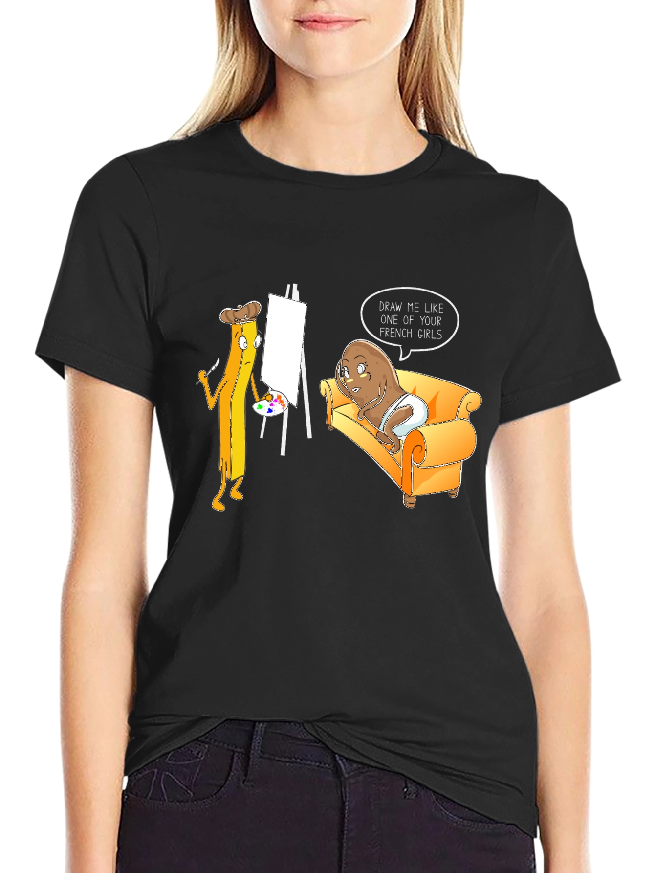 Funny Potato and Fries Art T-Shirt