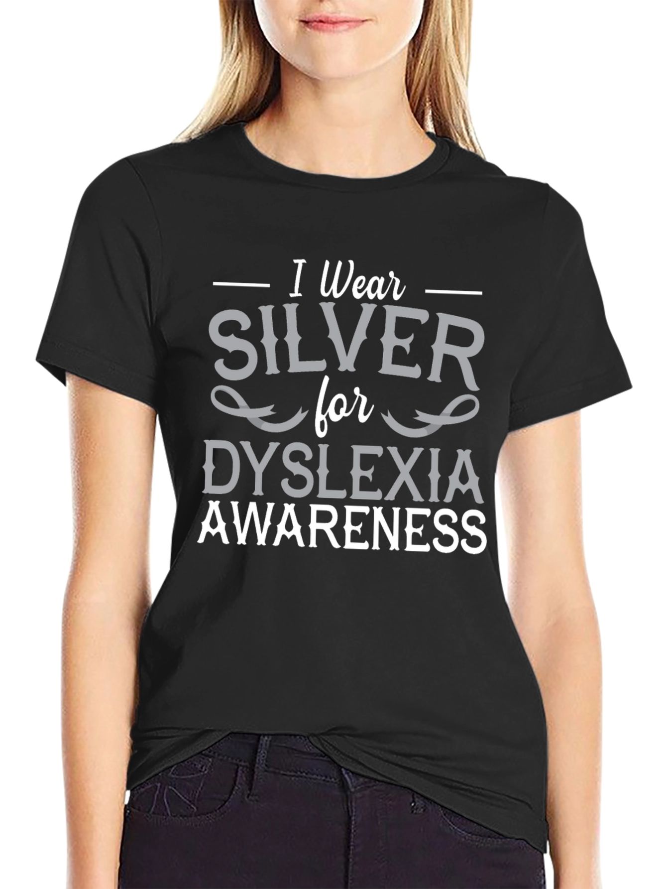 Dyslexia Awareness T-Shirt - I Wear Silver