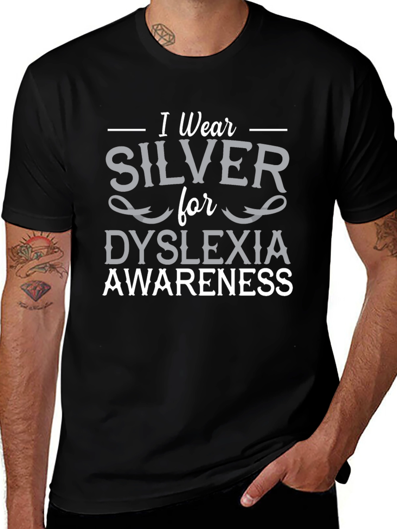Dyslexia Awareness T-Shirt - I Wear Silver