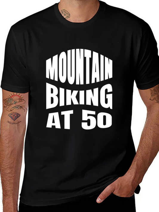 Mountain Biking at 50 Black Tee Shirt