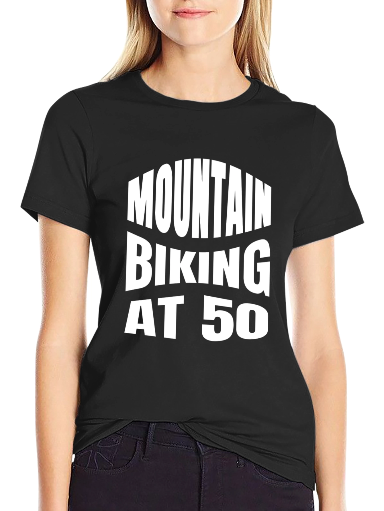 Mountain Biking at 50 Black Tee Shirt