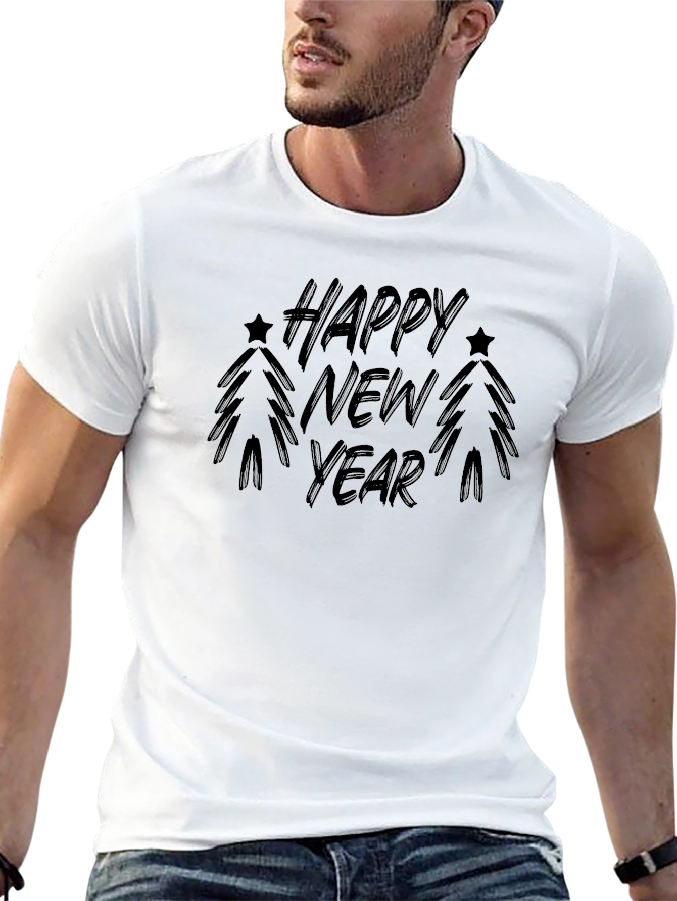 Happy New Year Black T-Shirt Festive Holiday Tee