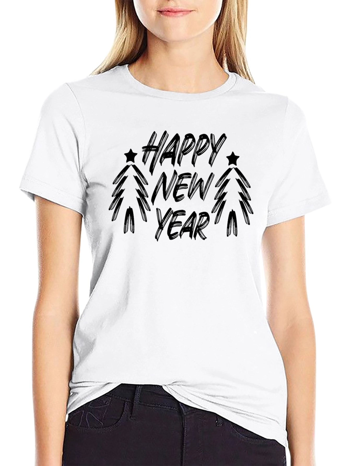 Happy New Year Black T-Shirt Festive Holiday Tee