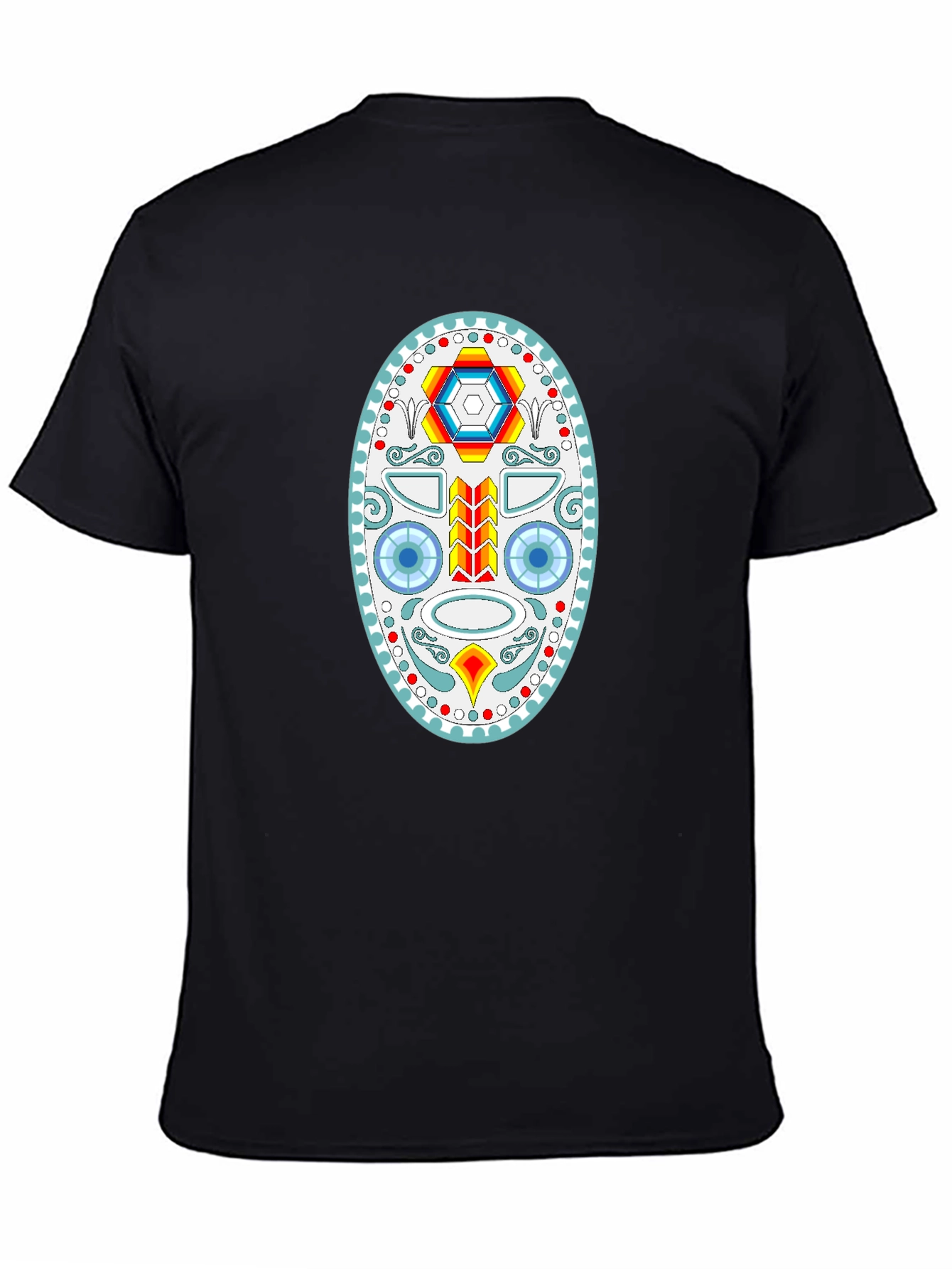 Geometric Skull Graphic Tee - Black