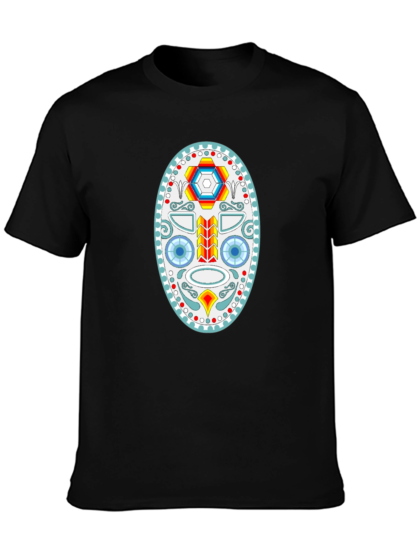 Geometric Skull Graphic Tee - Black