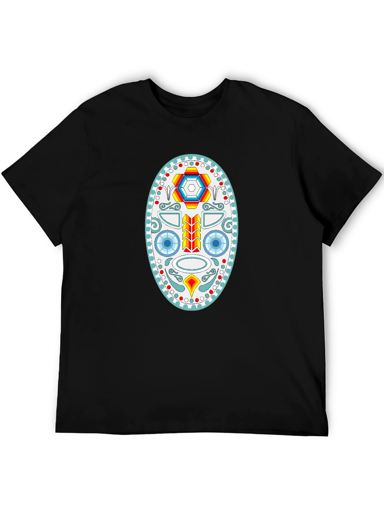 Geometric Skull Graphic Tee - Black