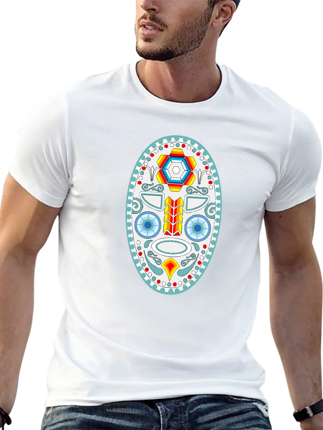 Geometric Skull Graphic Tee - Black