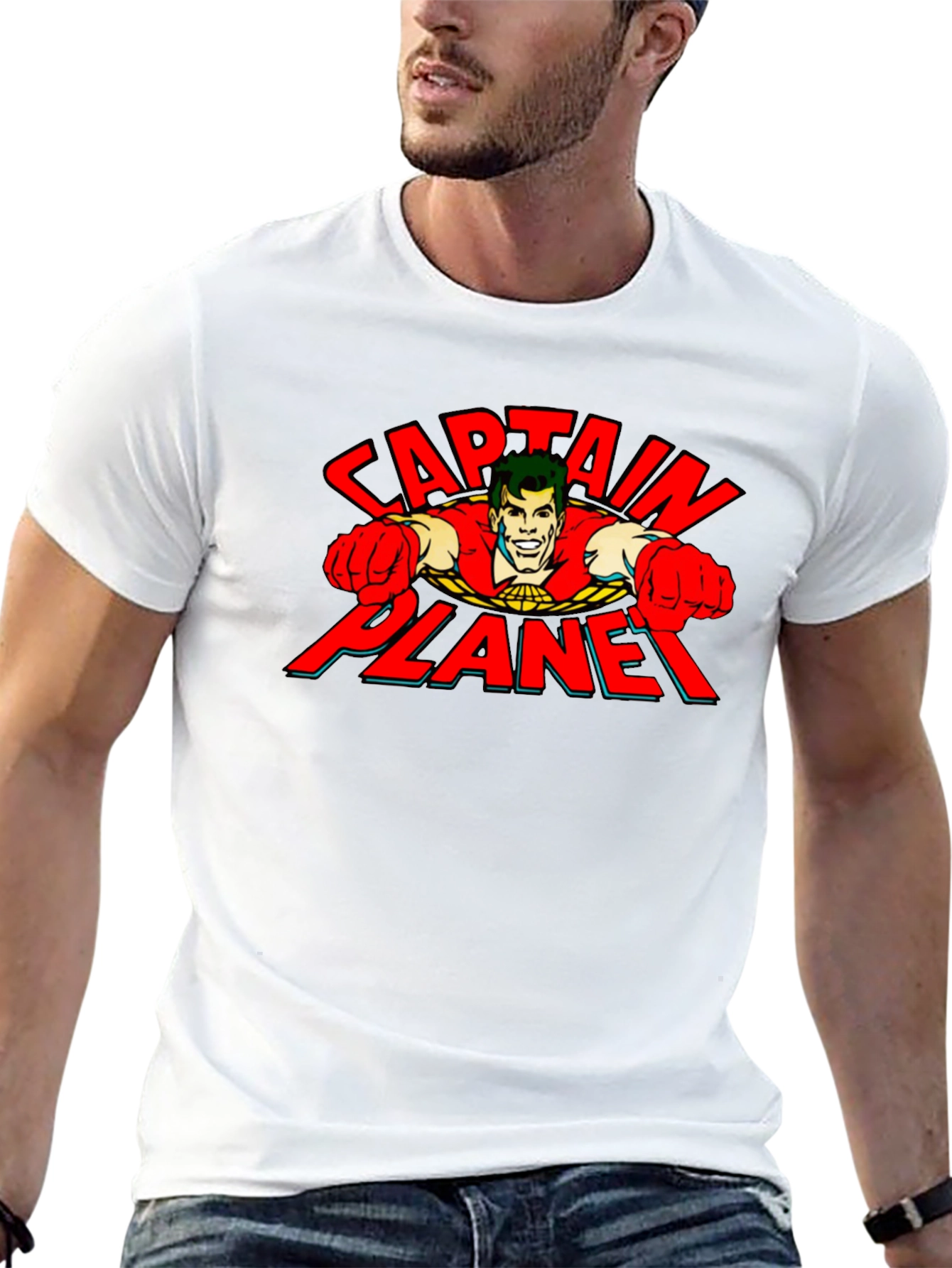 Captain Planet Graphic T-Shirt - Retro Cartoon Tee