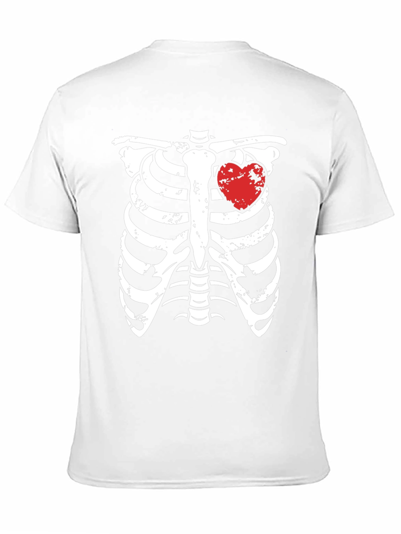 Skeleton Rib Cage with Heart Graphic T-Shirt