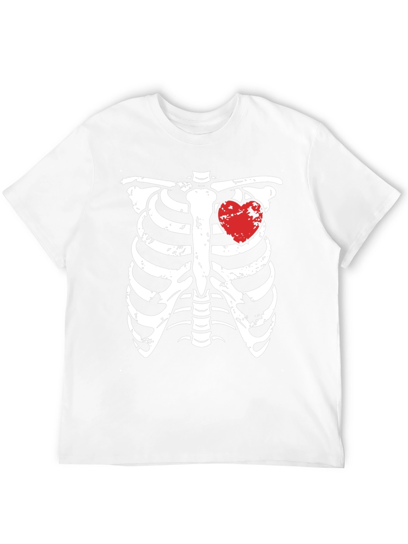 Skeleton Rib Cage with Heart Graphic T-Shirt