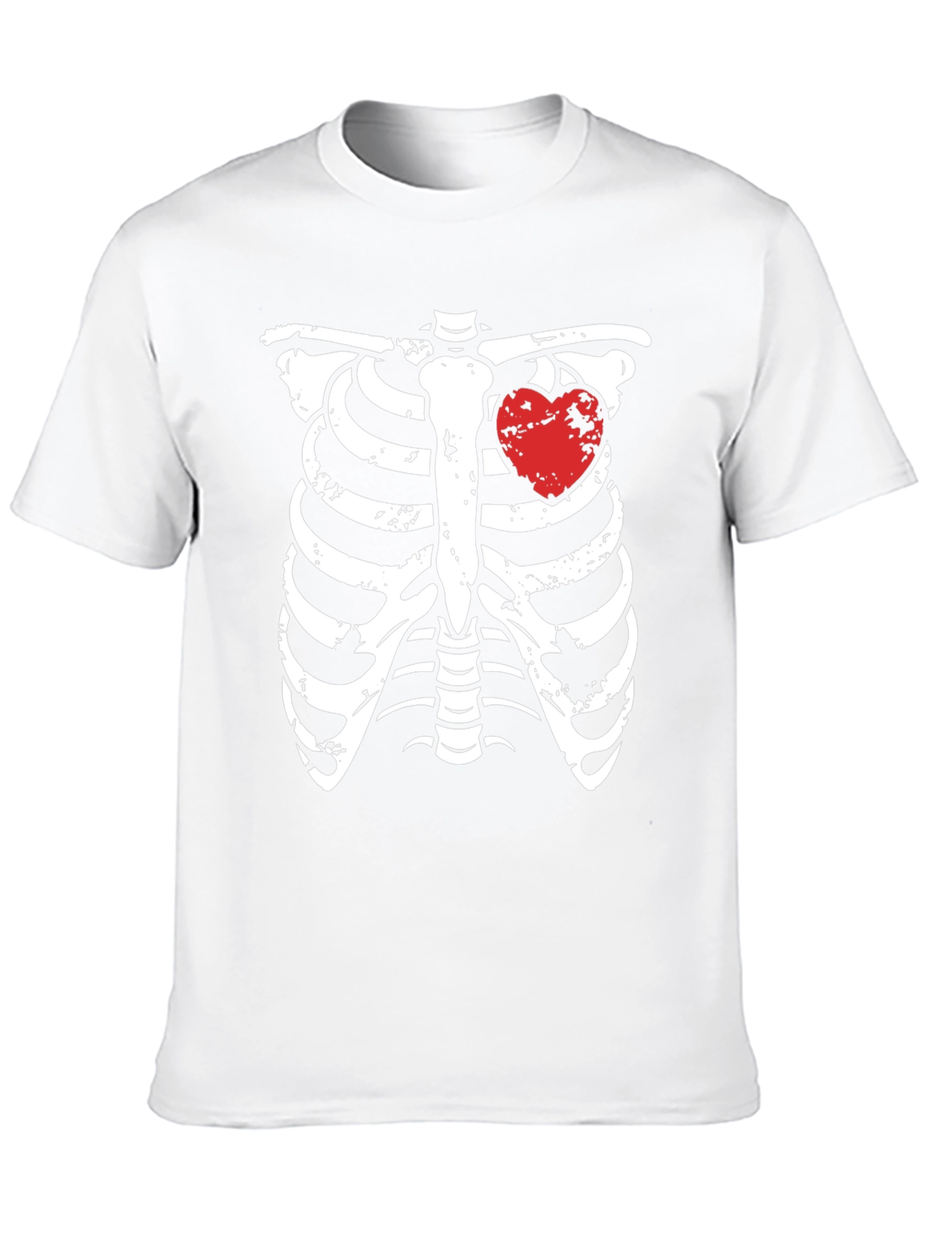 Skeleton Rib Cage with Heart Graphic T-Shirt