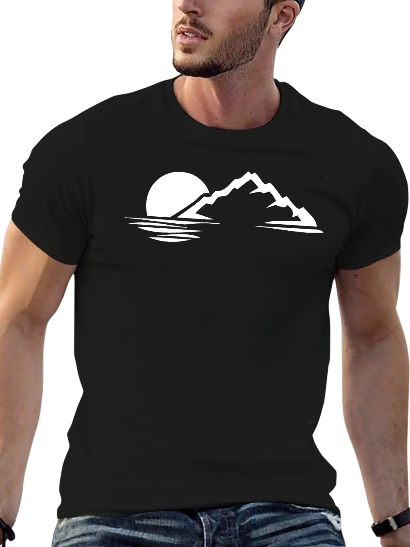 Mountain Scene Graphic Tee - Black