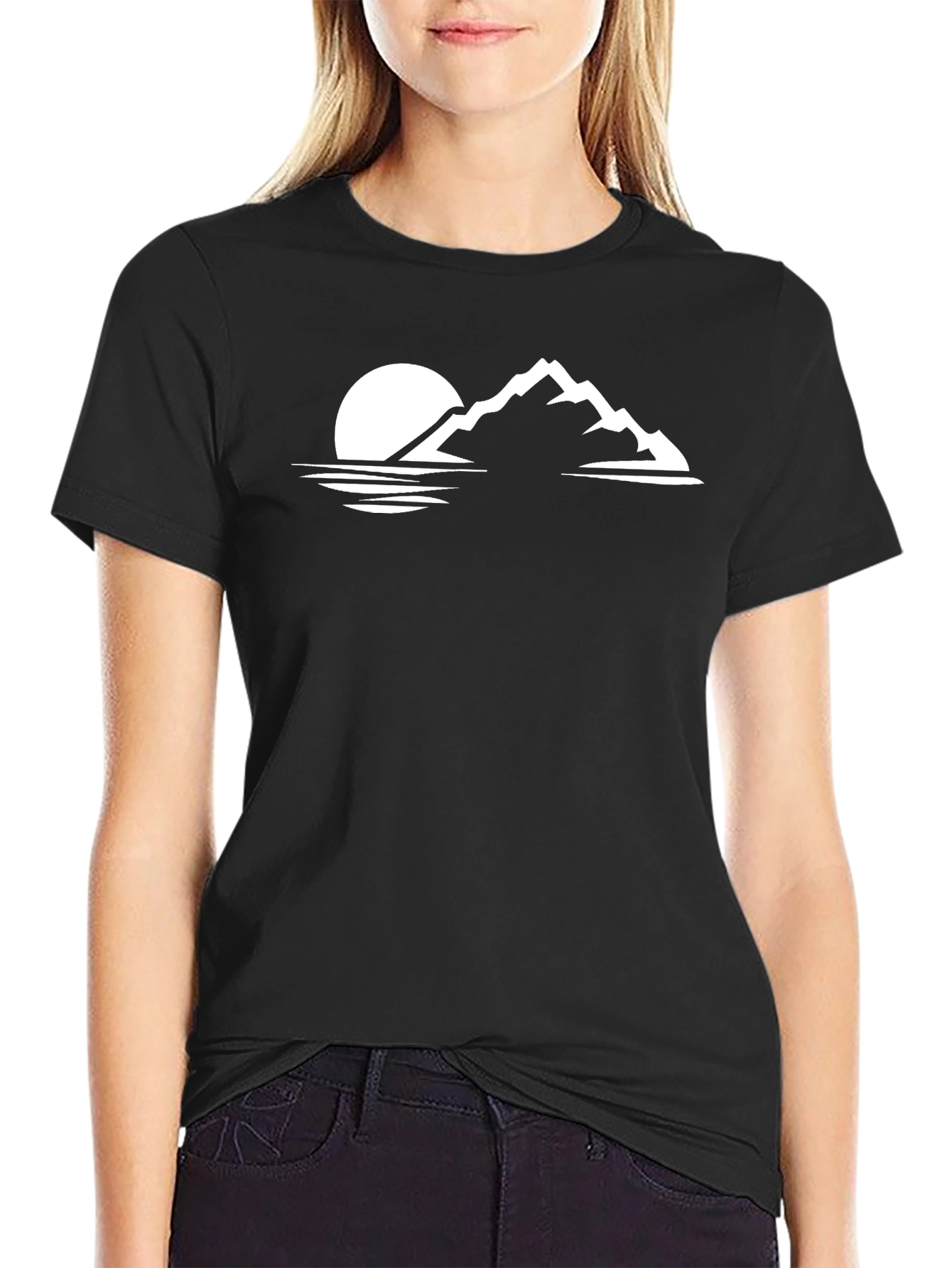 Mountain Scene Graphic Tee - Black