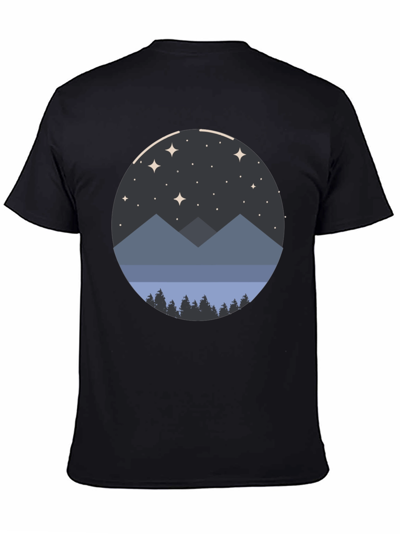 Night Sky Mountain Graphic Tee - Unisex Black T-Shirt