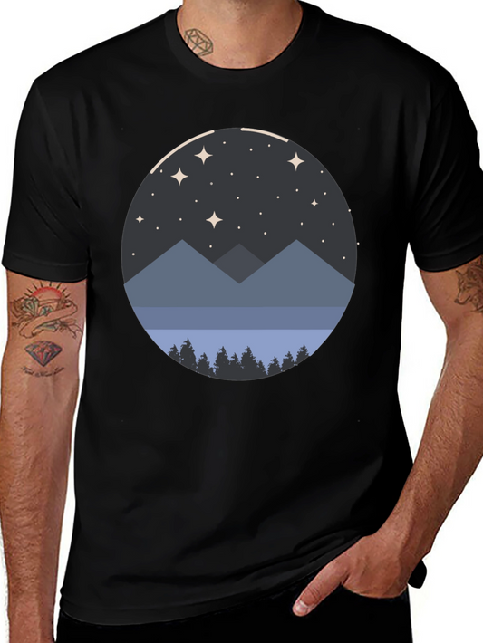 Night Sky Mountain Graphic Tee - Unisex Black T-Shirt