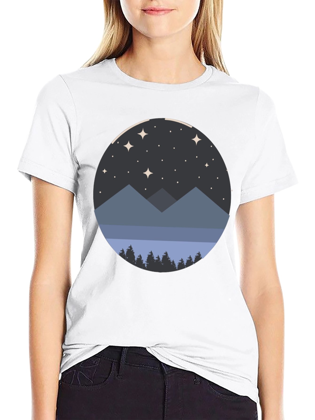 Night Sky Mountain Graphic Tee - Unisex Black T-Shirt