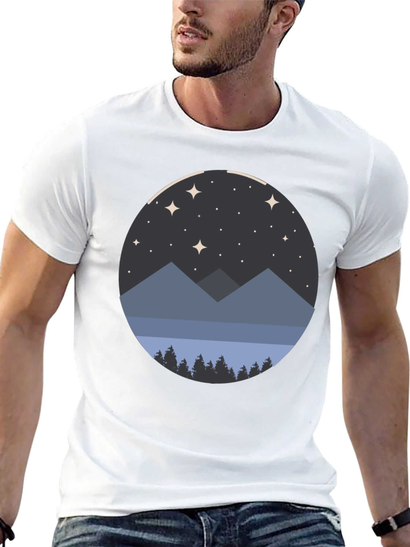 Night Sky Mountain Graphic Tee - Unisex Black T-Shirt