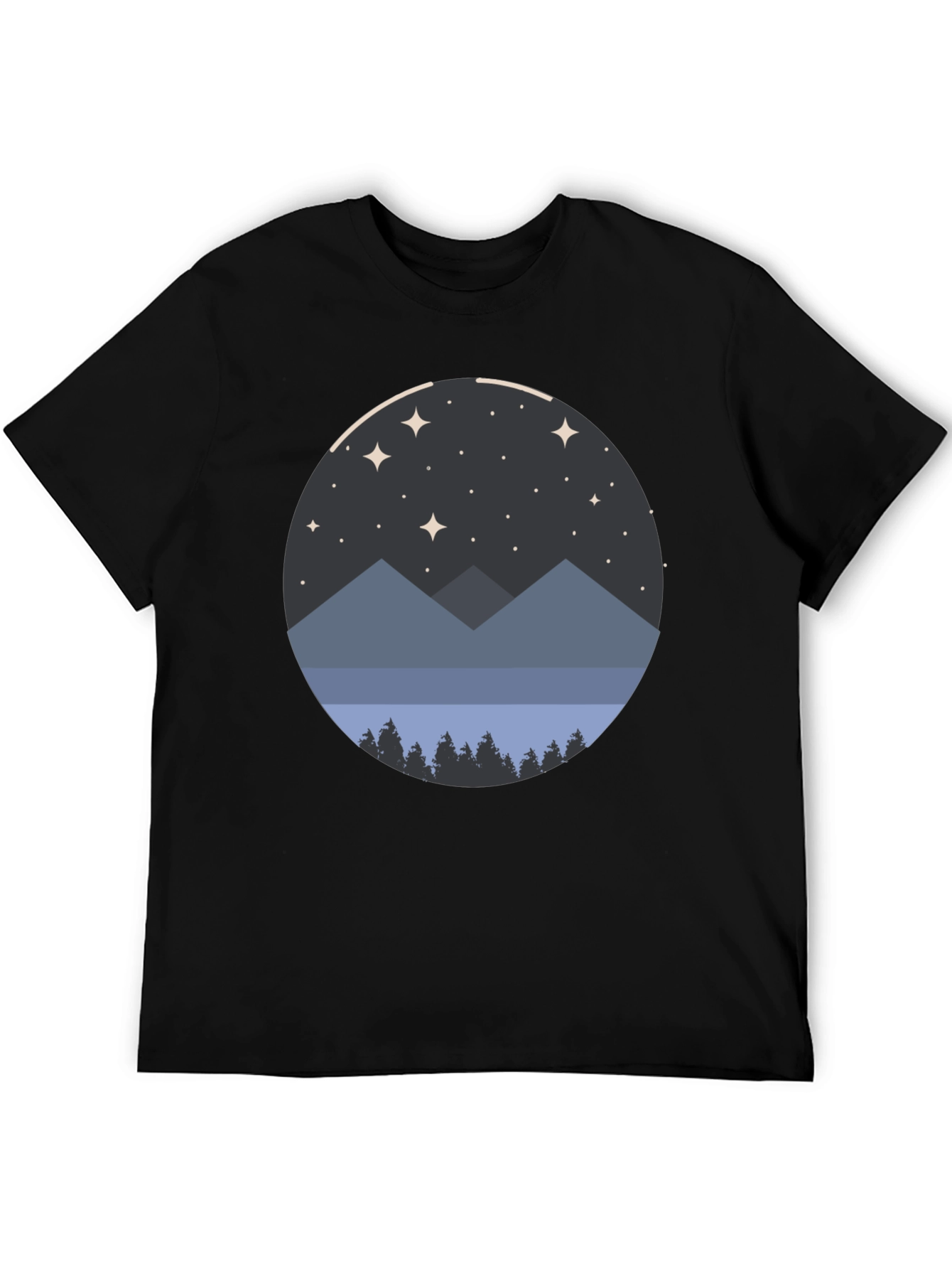 Night Sky Mountain Graphic Tee - Unisex Black T-Shirt