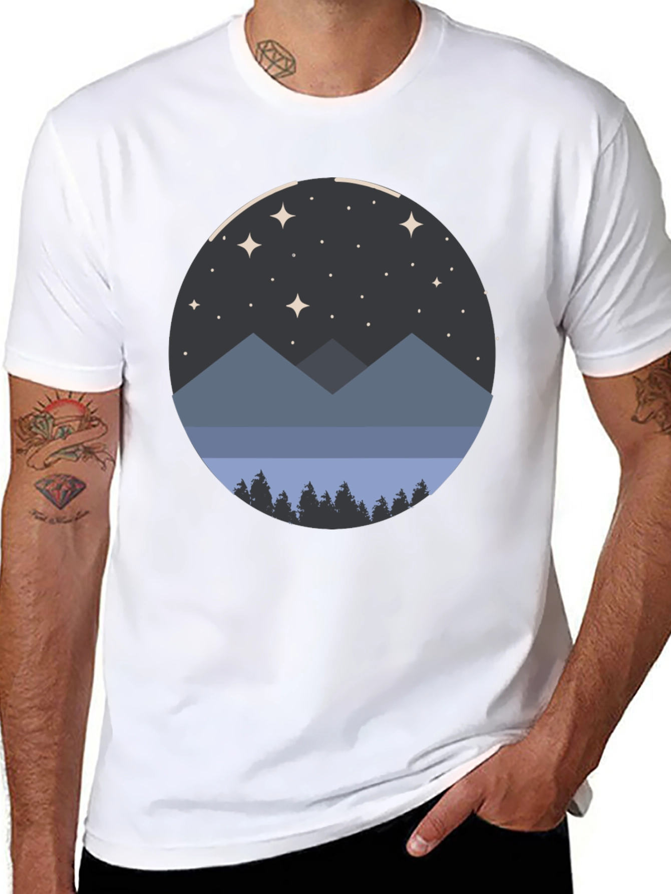 Night Sky Mountain Graphic Tee - Unisex Black T-Shirt
