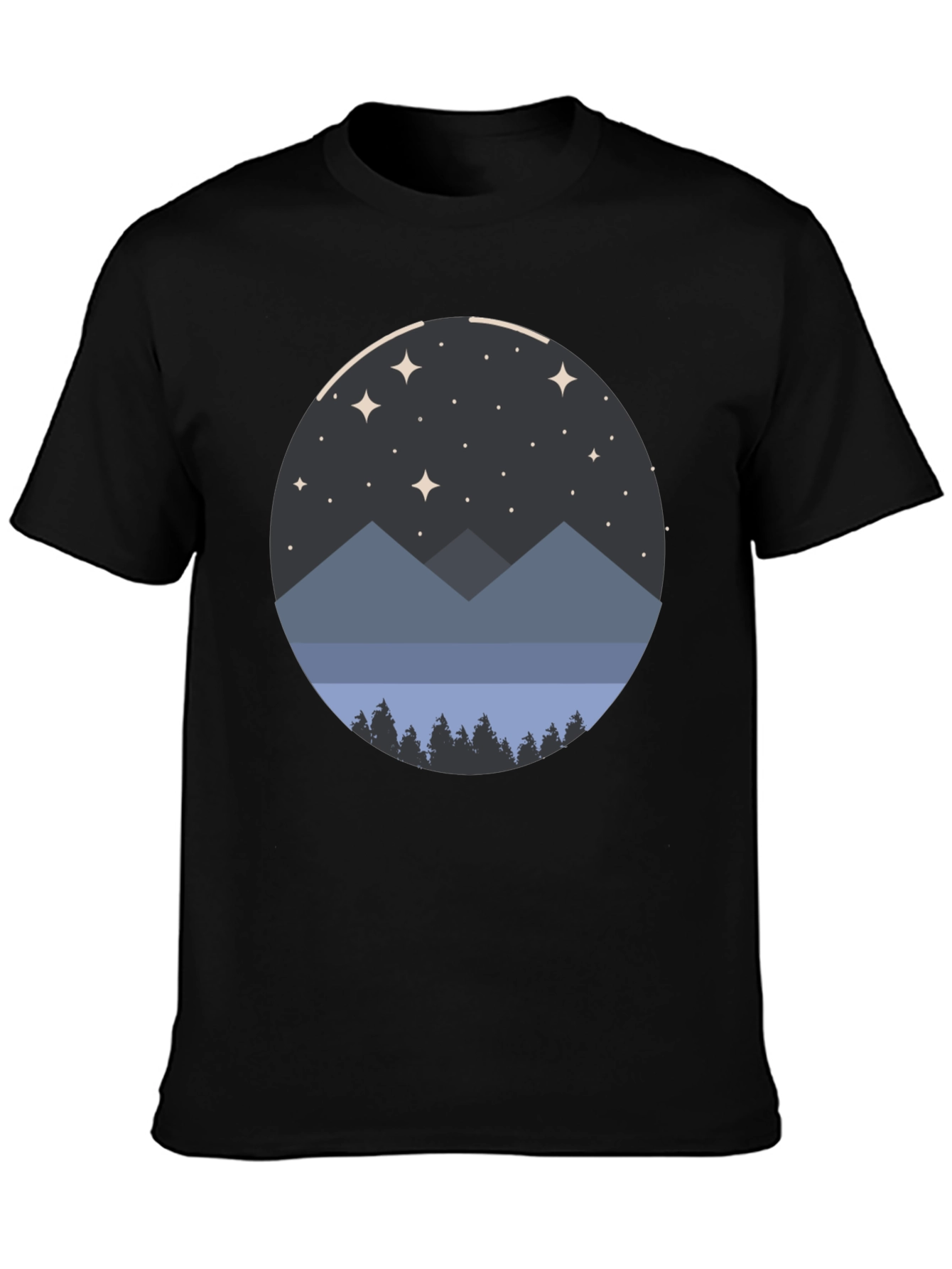 Night Sky Mountain Graphic Tee - Unisex Black T-Shirt