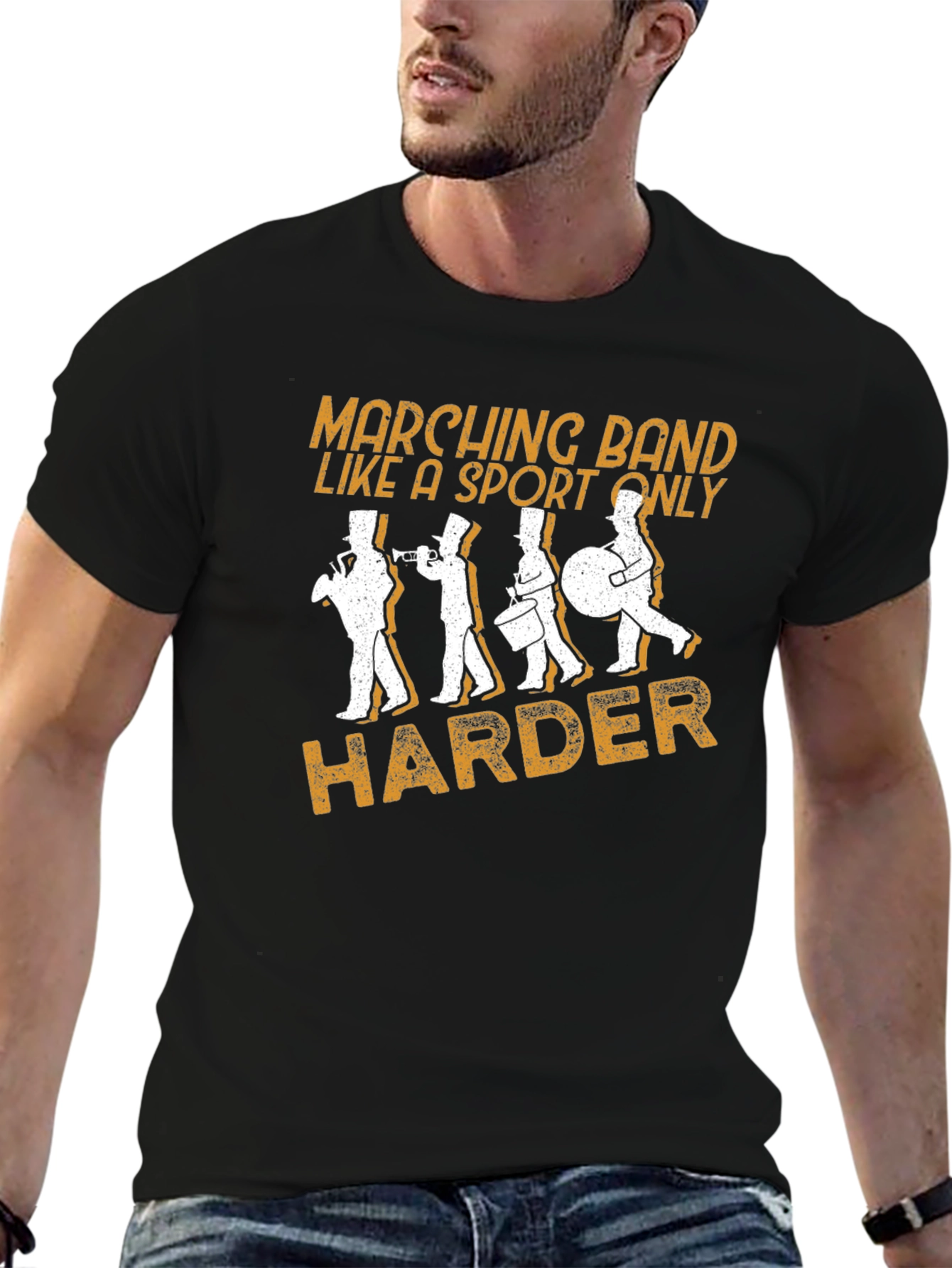 Marching Band Harder Black Graphic Tee