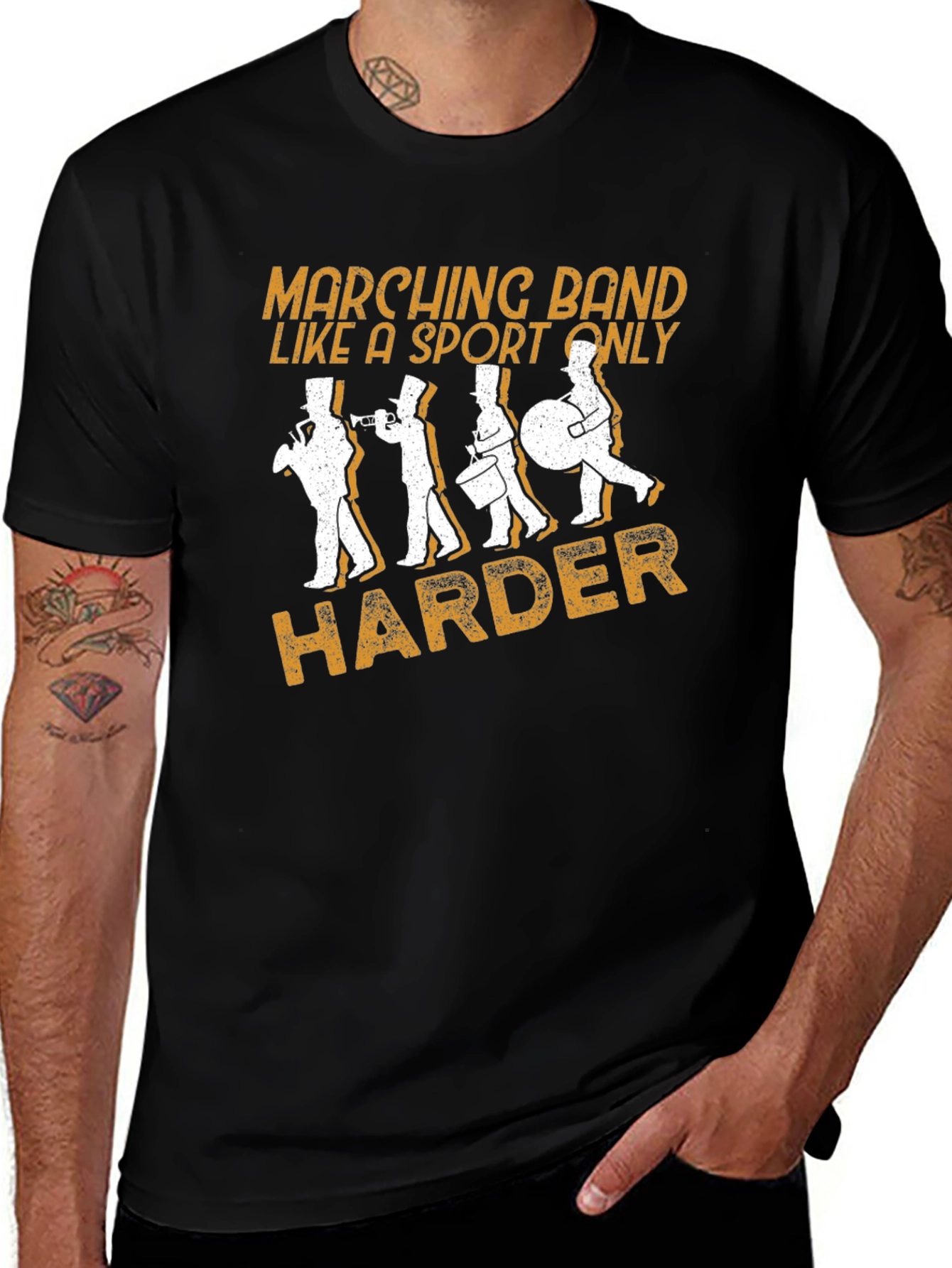 Marching Band Harder Black Graphic Tee