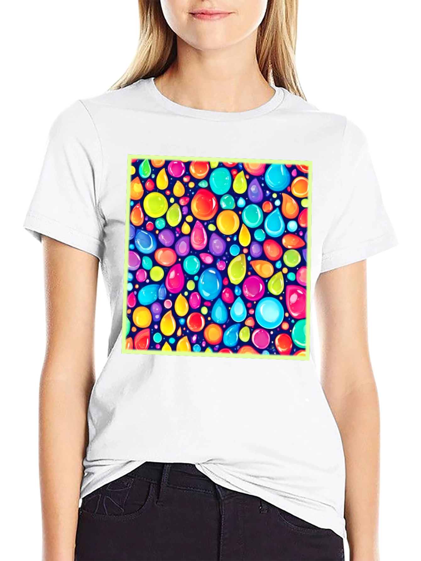 Vibrant Bubbles Graphic Black T-Shirt
