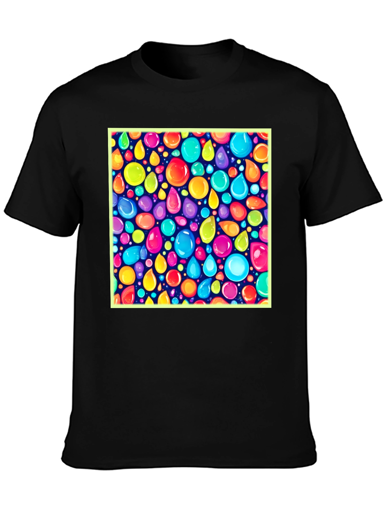Vibrant Bubbles Graphic Black T-Shirt