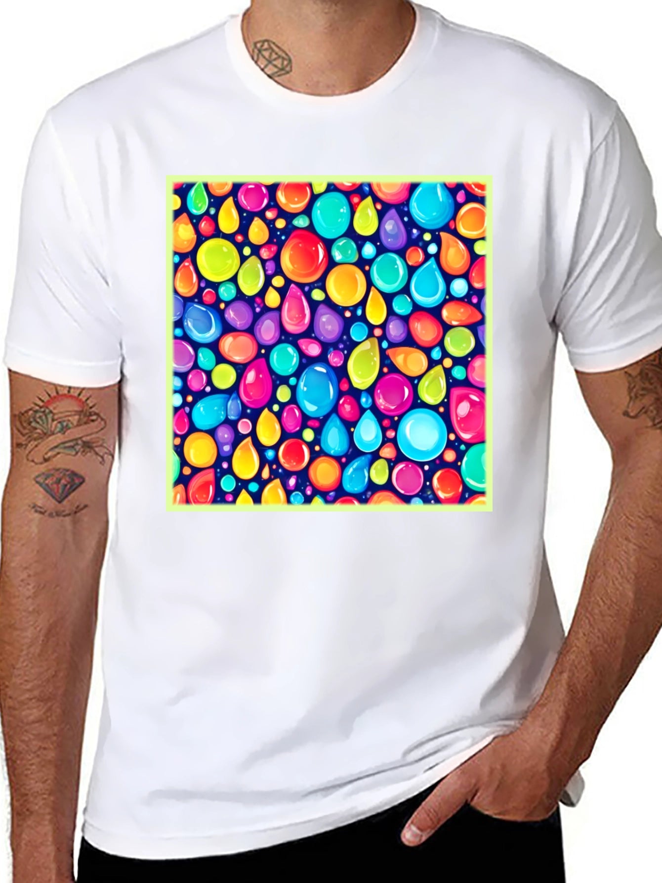 Vibrant Bubbles Graphic Black T-Shirt