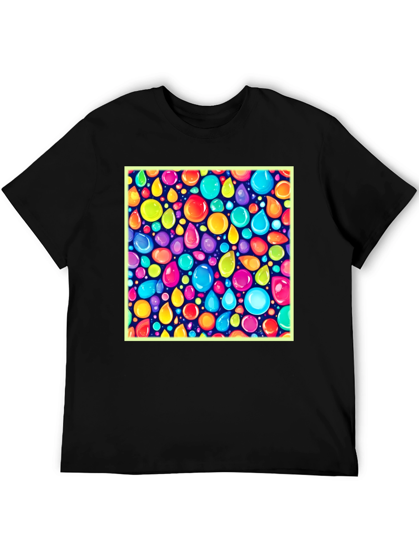 Vibrant Bubbles Graphic Black T-Shirt