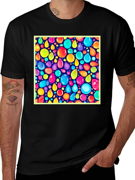 Vibrant Bubbles Graphic Black T-Shirt