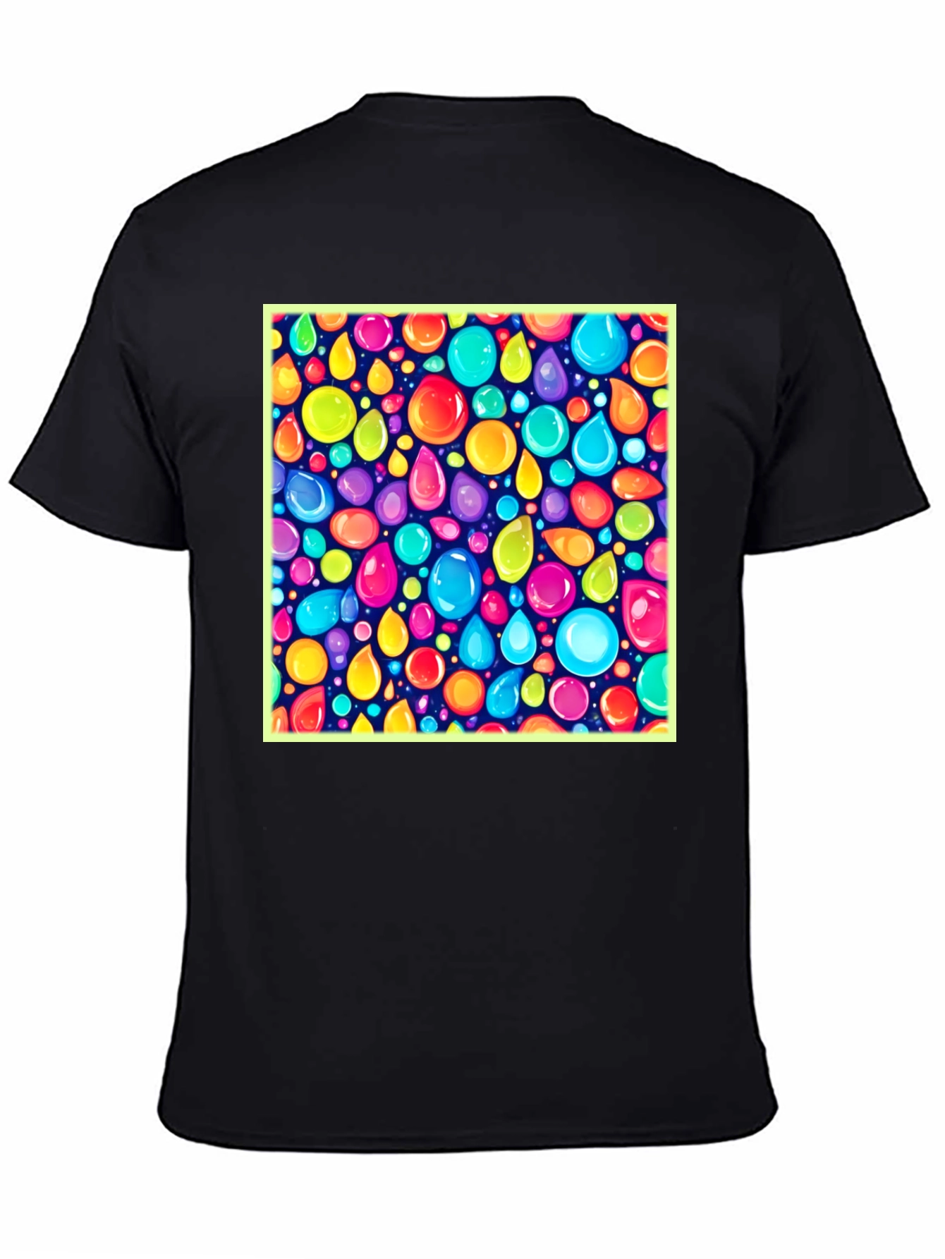 Vibrant Bubbles Graphic Black T-Shirt