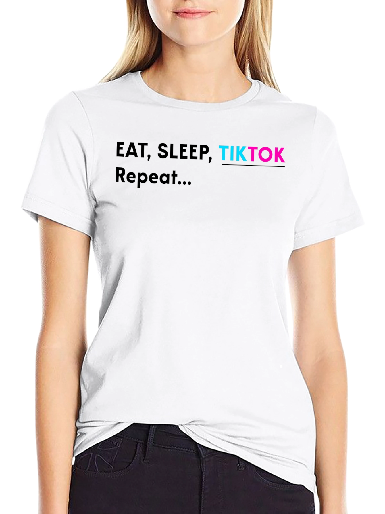 Eat Sleep TikTok Repeat - Novelty Graphic T-Shirt