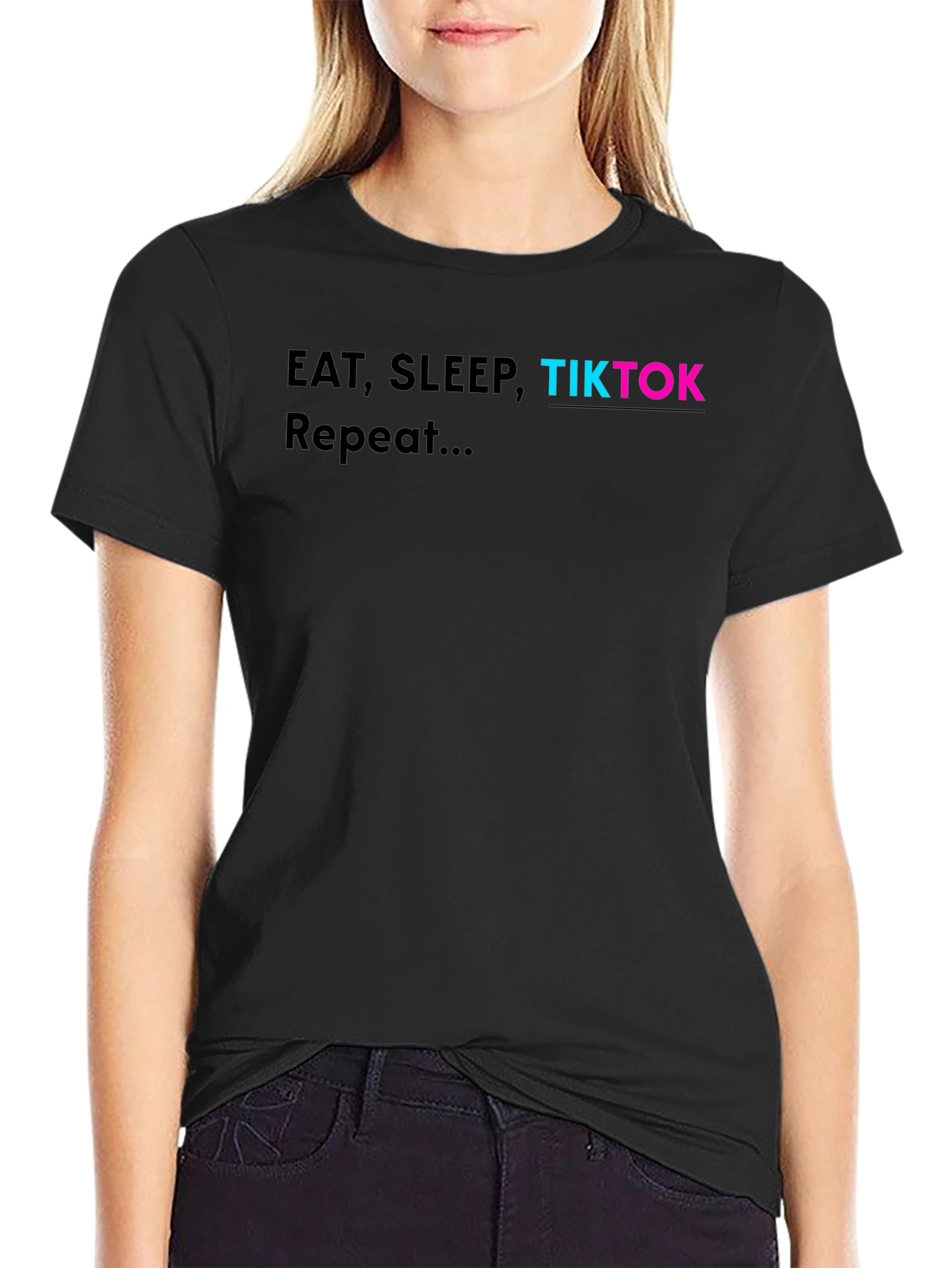 Eat Sleep TikTok Repeat - Novelty Graphic T-Shirt