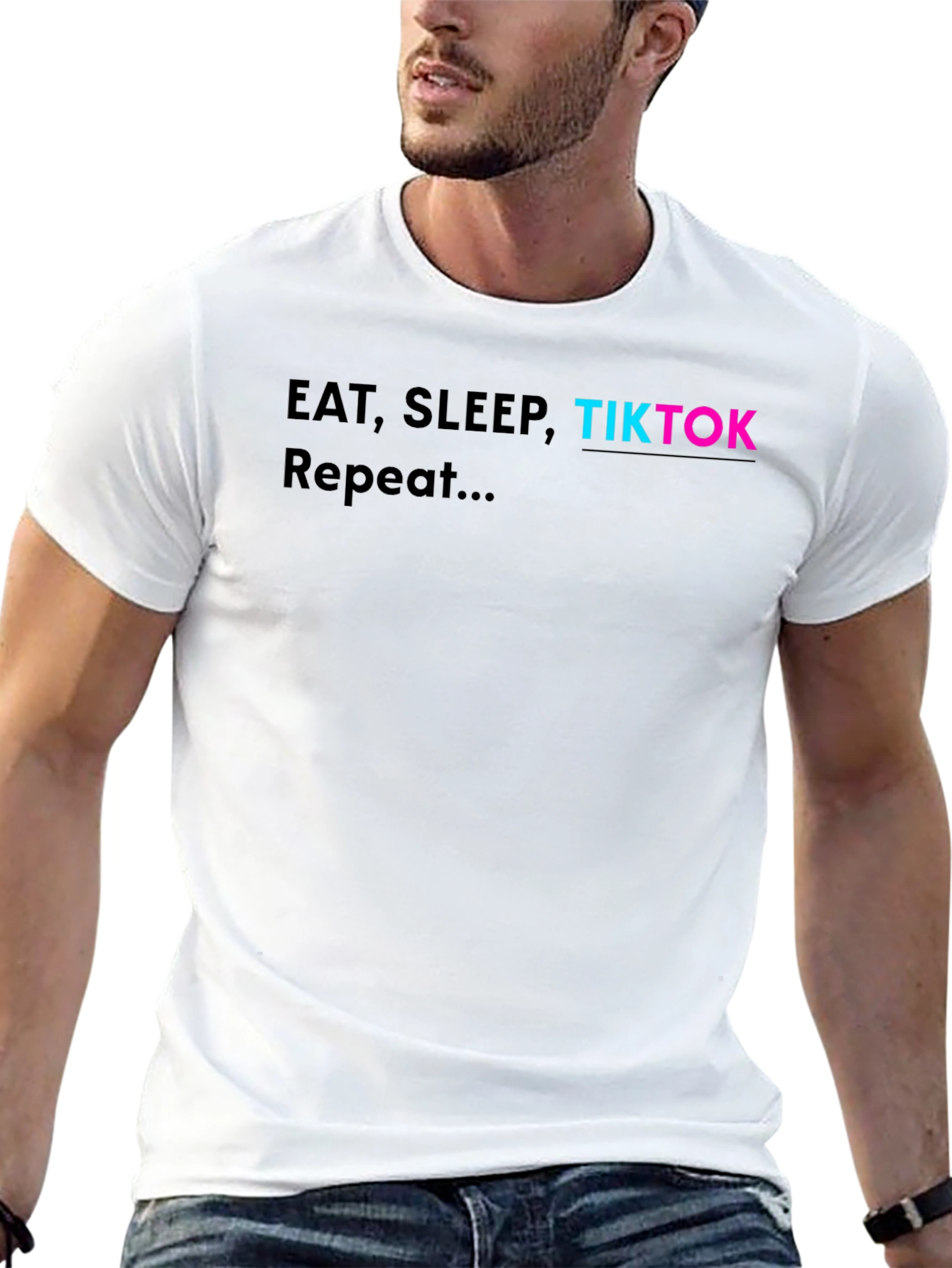 Eat Sleep TikTok Repeat - Novelty Graphic T-Shirt