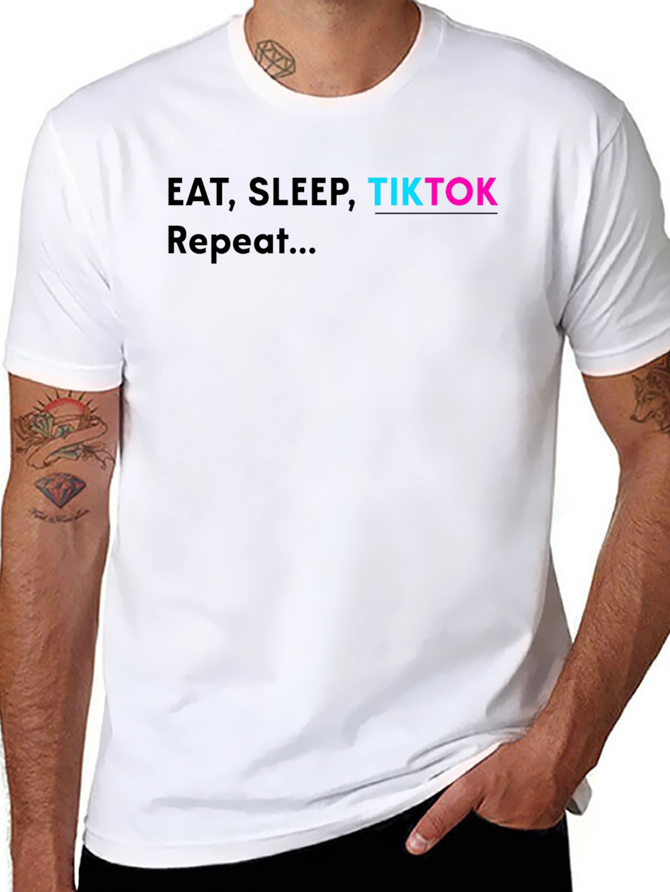Eat Sleep TikTok Repeat - Novelty Graphic T-Shirt