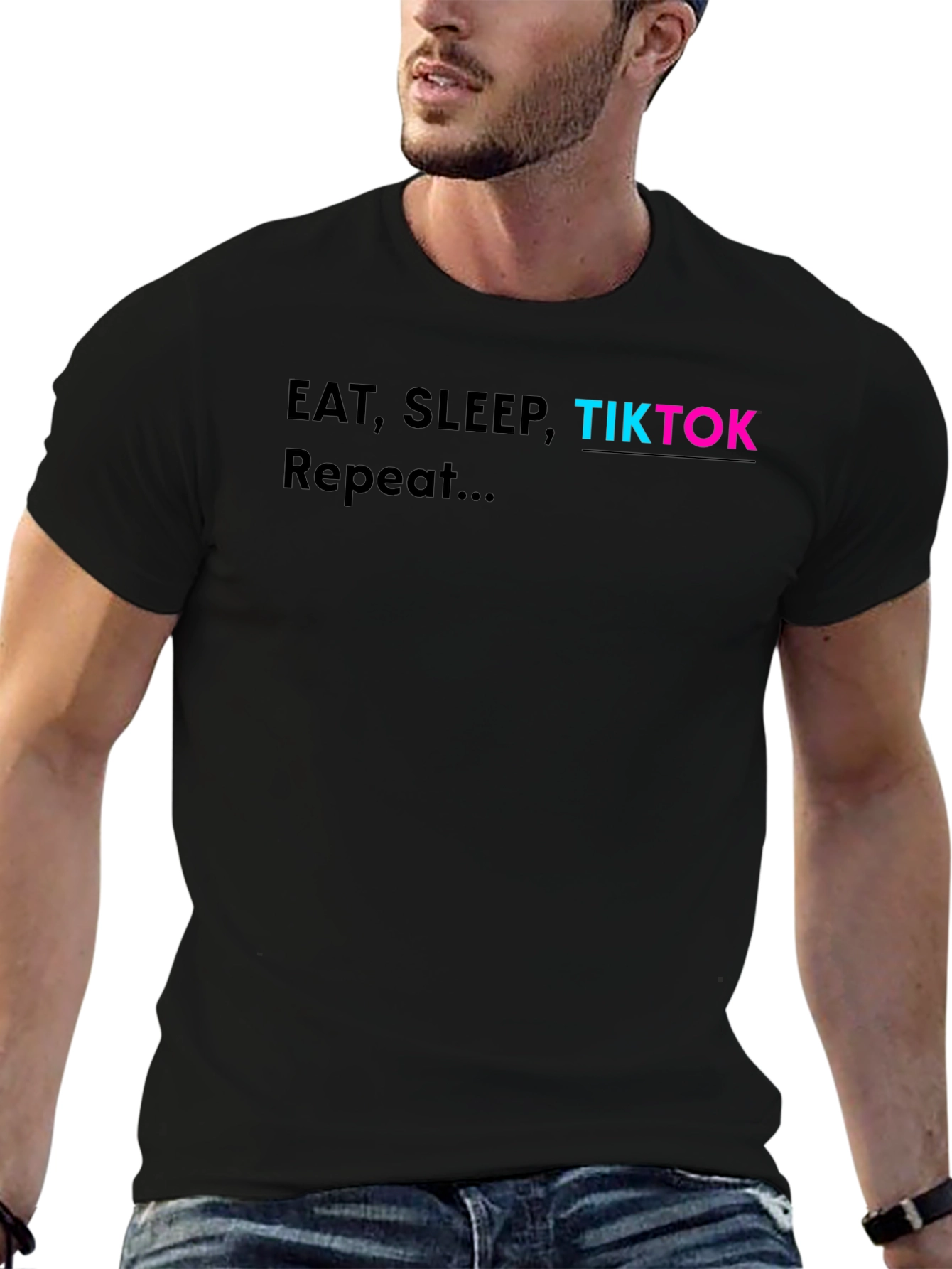 Eat Sleep TikTok Repeat - Novelty Graphic T-Shirt