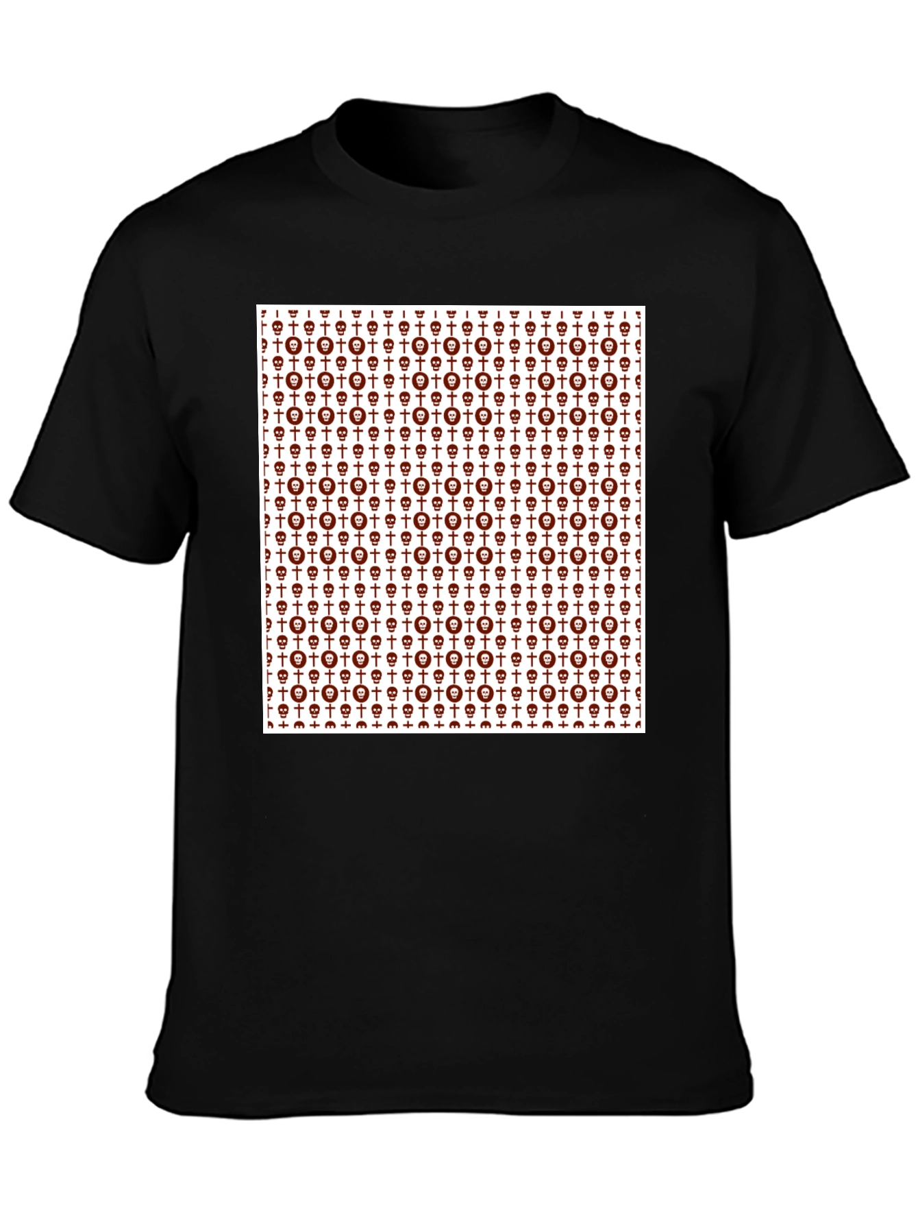 Skull & Cross Graphic Print Crew Neck Tee