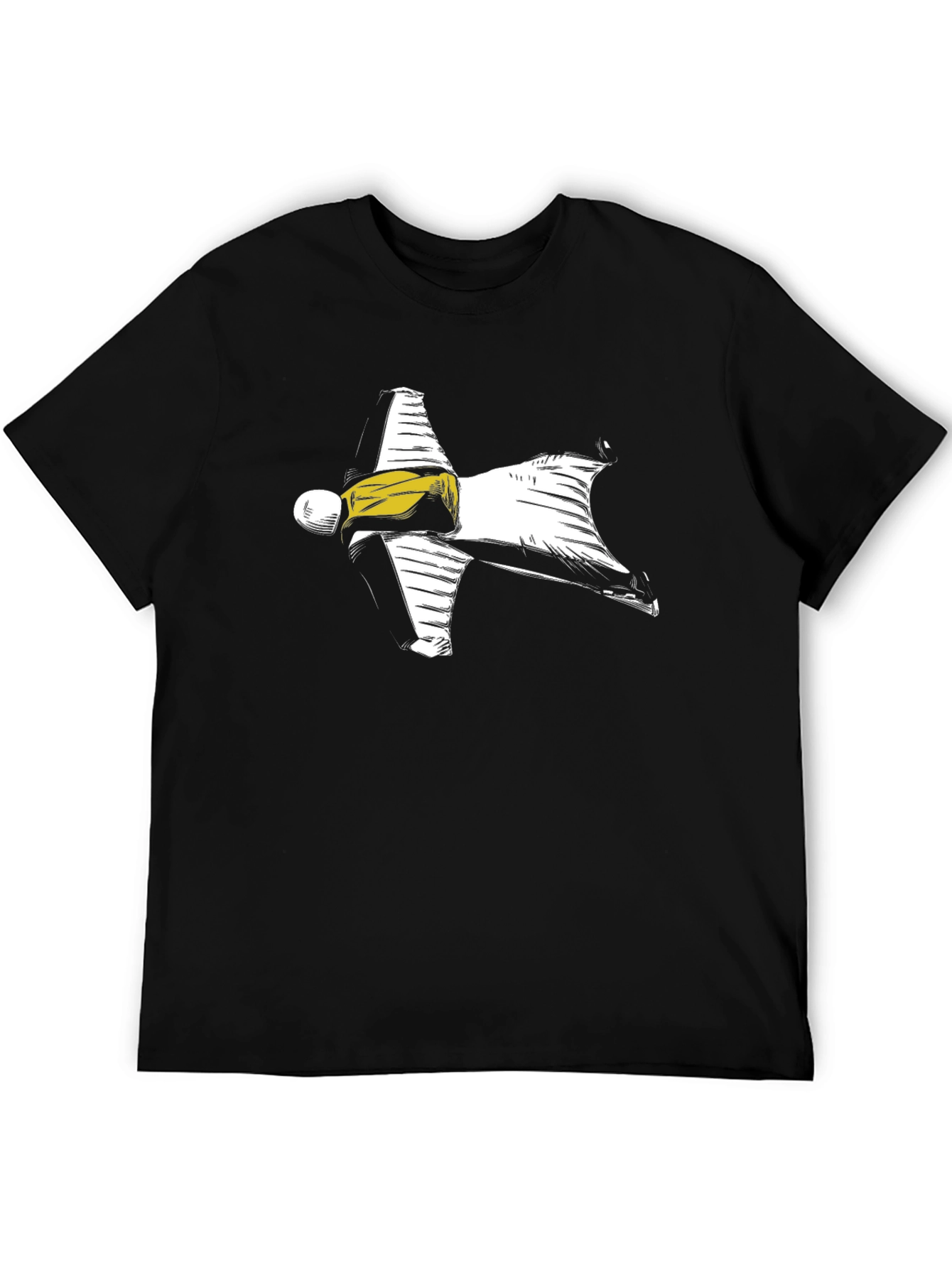 Wingsuit Skydiver Graphic Tee - Black
