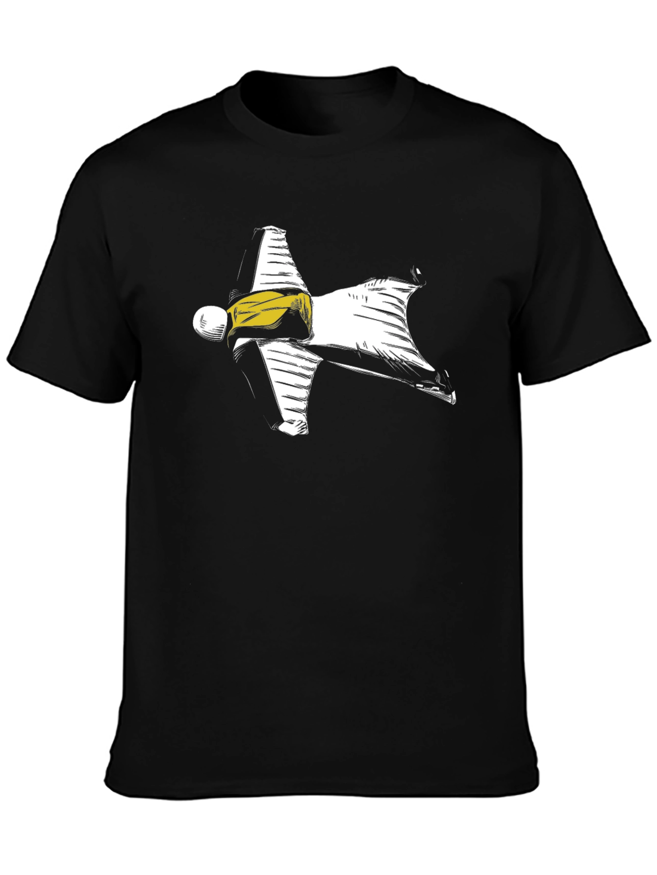 Wingsuit Skydiver Graphic Tee - Black