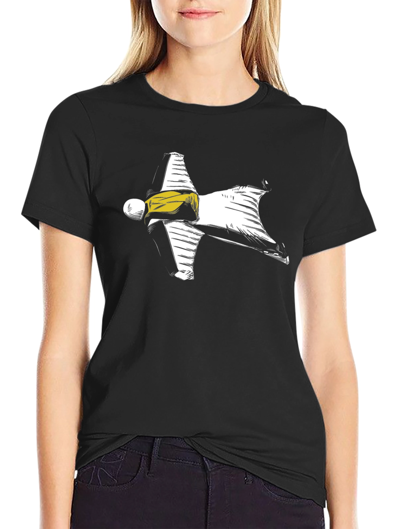 Wingsuit Skydiver Graphic Tee - Black