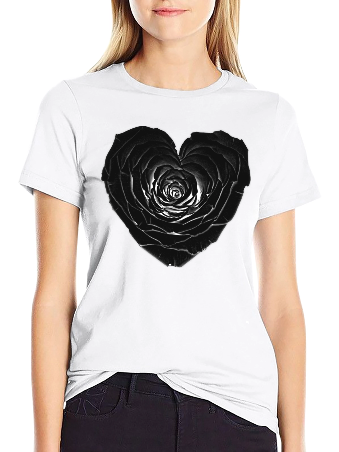 Black Rose Heart Tee - Unique Graphic T-Shirt