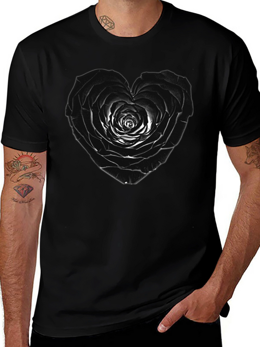 Black Rose Heart Tee - Unique Graphic T-Shirt
