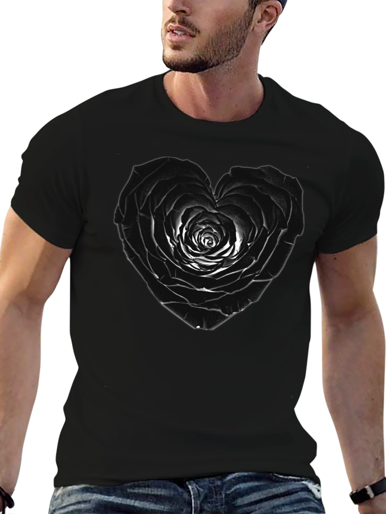 Black Rose Heart Tee - Unique Graphic T-Shirt