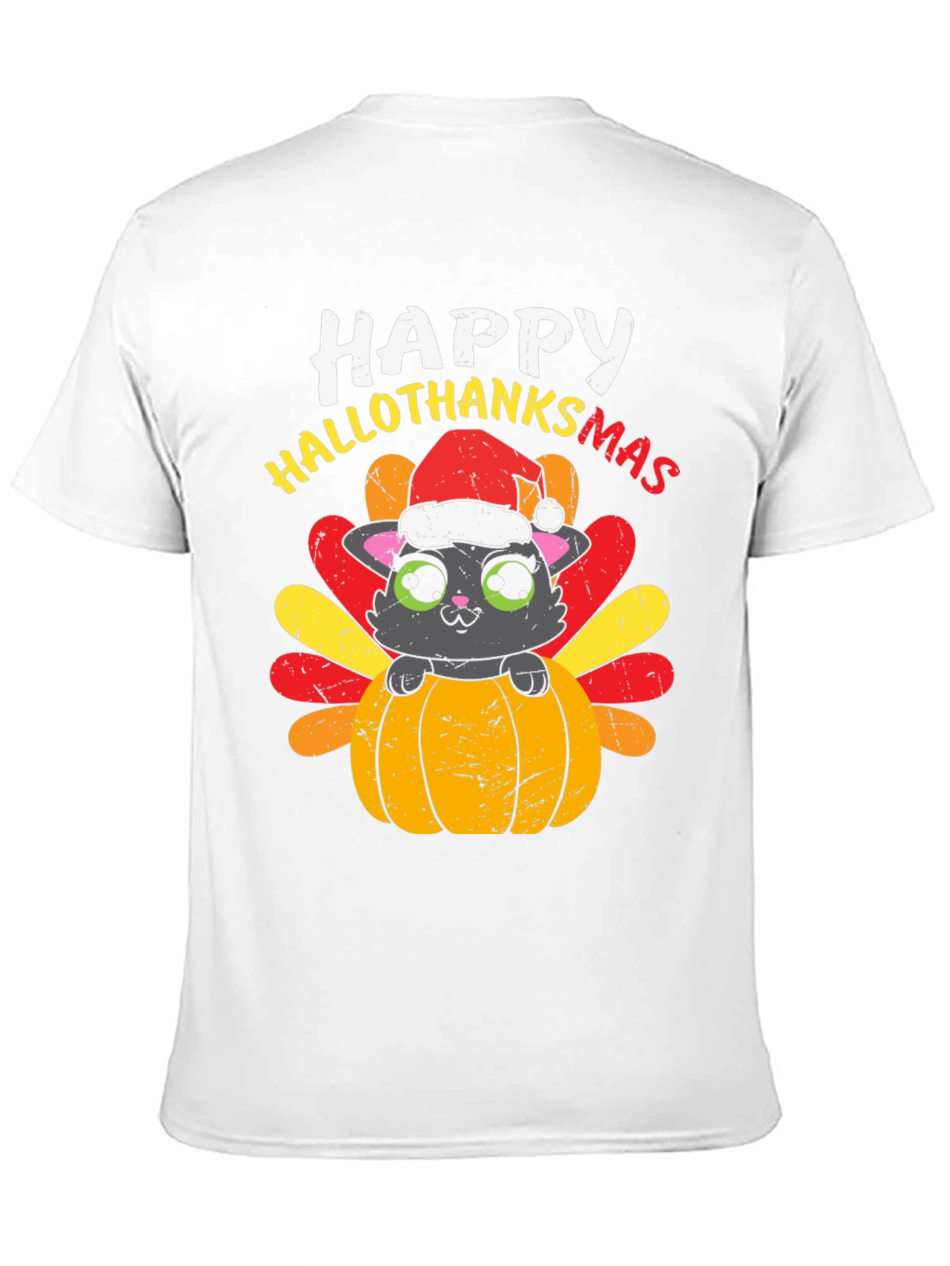 Happy Hallothanksmas Cat Turkey T-Shirt