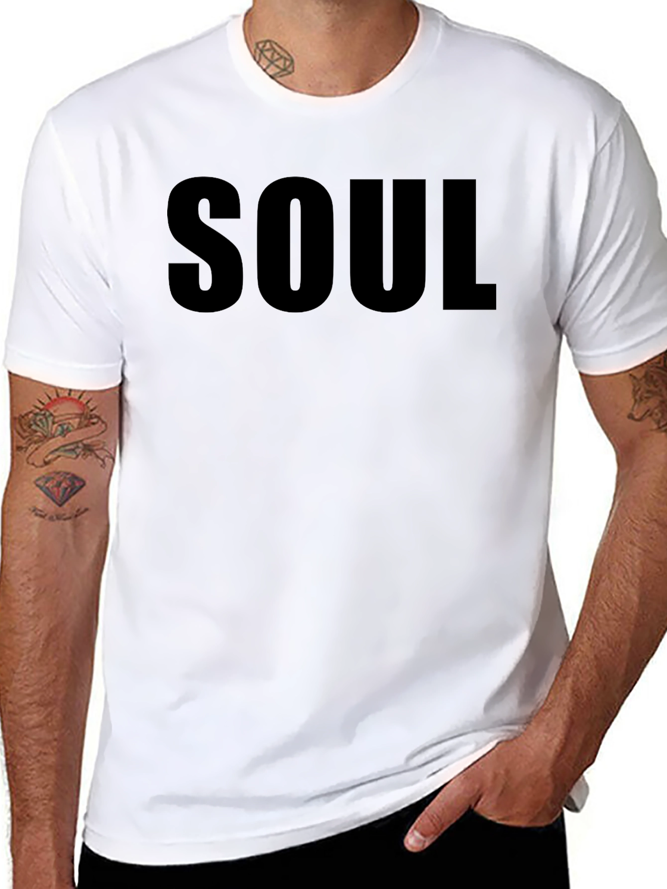 Mens Black SOUL Graphic T-Shirt - Casual Cotton Tee