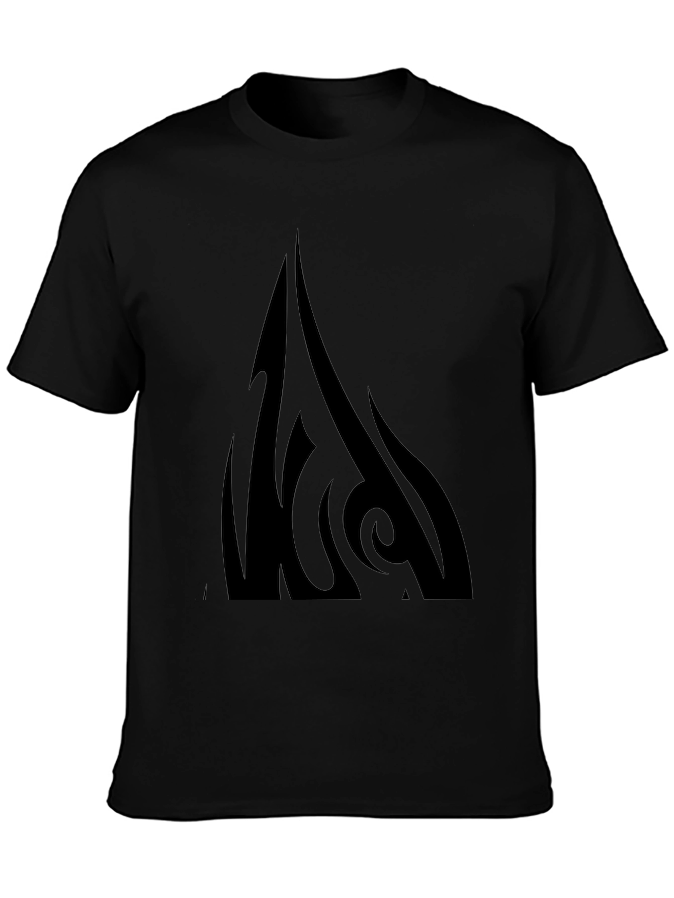 Mens Black Graphic Tee - Tribal Flame Design